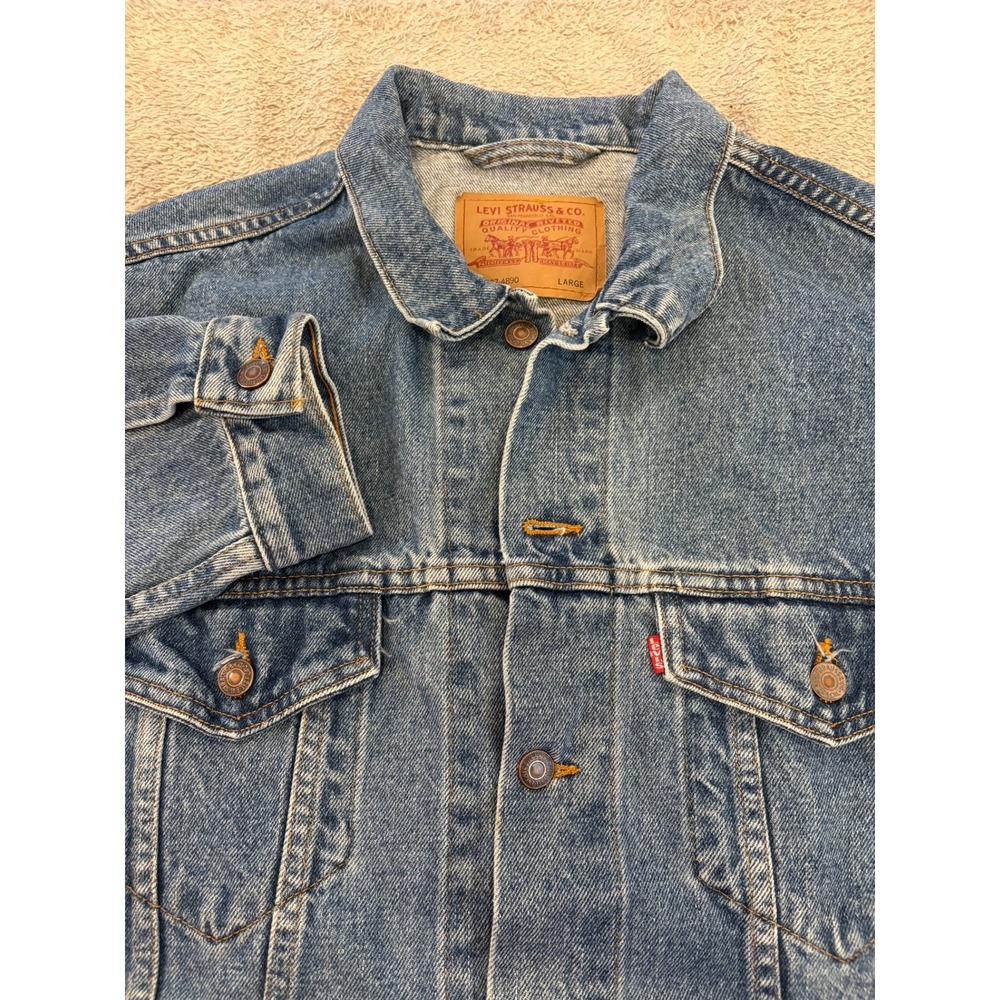 Vintage 90s Levi's 70507 Type III Trucker Jacket USA Made Large Denim Blue Faded - Picture 1 of 16